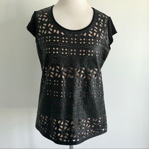 NY&C Laser Cut Leather Top